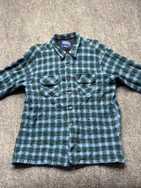 Vintage Pendleton Board Shirt kids XXL Blue Green Plaid Virgin Wool Loop Collar